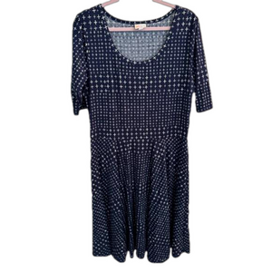LULAROE Nicole Dress Navy Blue White Pattern 2XL - Like new!
